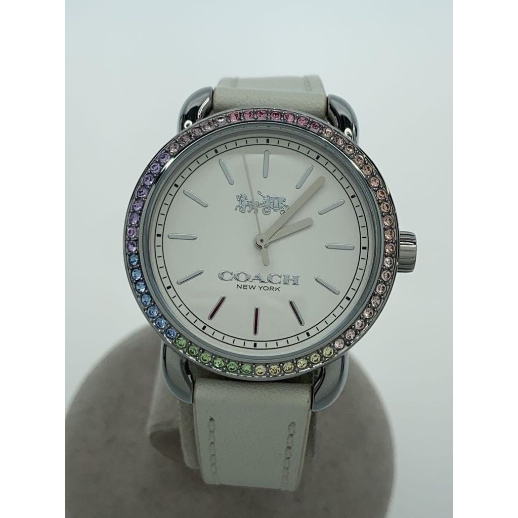 Coach tone WH wht A O 5 Wrist Watch Rhinestone Women Direct from Japan Secondhand