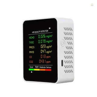 ราคาถูก สต๊อกจำกัด 🚚6 In 1 เครื่องตรวจจับคุณภาพอากาศ PM2.5 PM10 HCHO TVOC CO CO2 CO คาร์บอนไดออกไซด์ ฟอร์มาลดีไฮด์ หน้าจอ LCD ขนาดใหญ่ แบบพกพา สําหรับบ้าน สํานักงาน โรงแรม เดสก์ท็อป