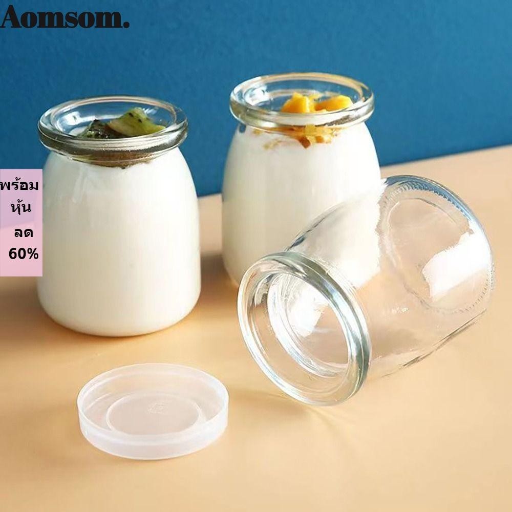 Aomsom ขวดแก้ว 100 มล. 150 มล. 200 มล. 1 ชิ้น​ขวดโหลใส่พุดดิ้ง พร้อมฝาปิด ทนความร้อนสูง สําหรับใส่อาหารเด็ก โยเกิร์ต งานแต่งงาน ของหวาน
