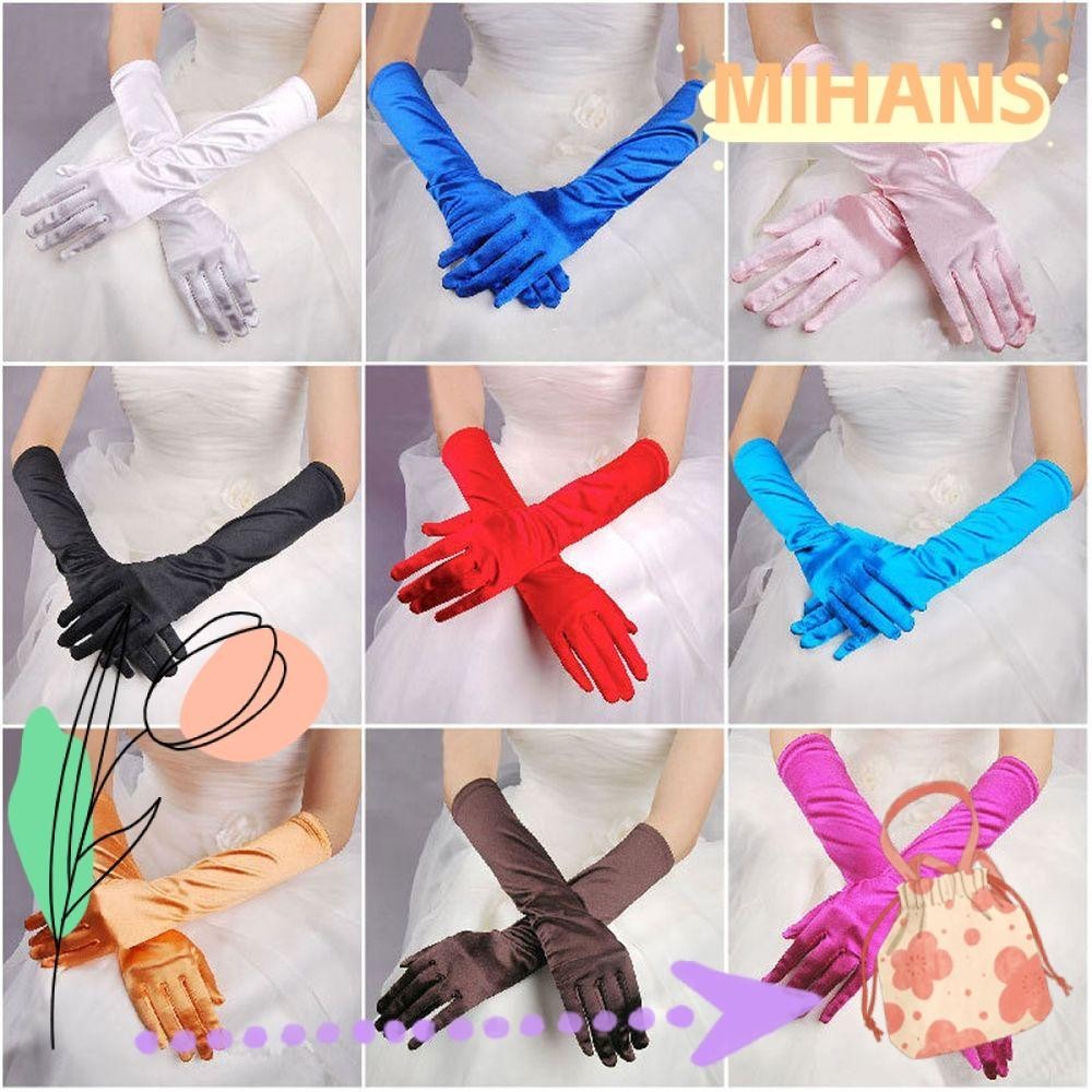 Mih ถุงมือยาว สีดํา สีขาว สีทอง สําหรับเจ้าสาว งานพรอม ปาร์ตี้ งานพรอม