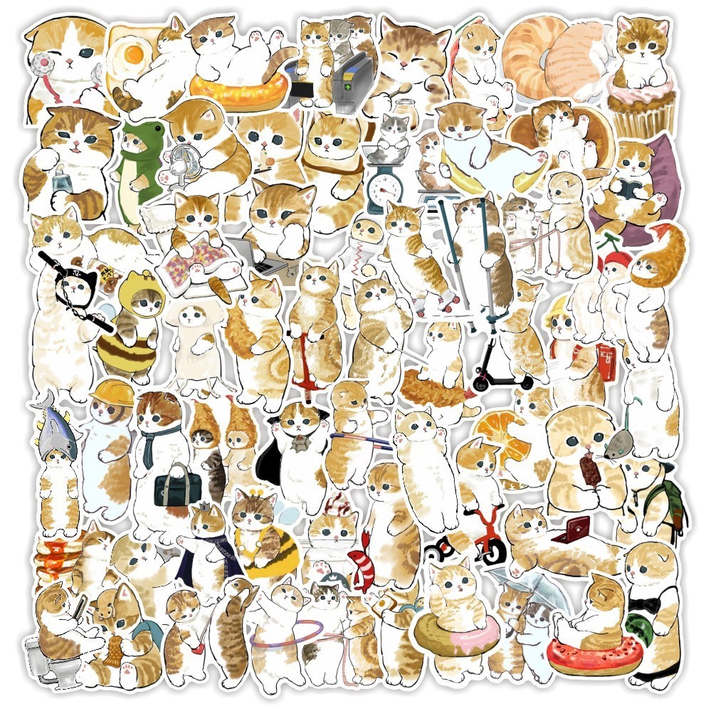 ✨พร้อมส่ง✨สุนัขโกลเด้น japan CUTE แมว cat STICKER 50แผ่น กันน้ำ สติ๊กเกอร์ แว่นกันแดด KUSO ink