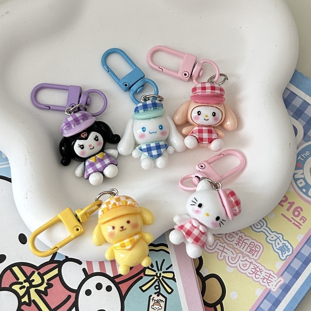 พวงกุญแจ จี้การ์ตูน Sanrio Hat kuromi melody cinnamon roll น่ารัก สร้างสรรค์ อุปกรณ์เสริม สําหรับกระเป๋าเป้สะพายหลัง