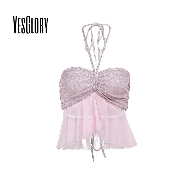 Vesglory ใหม่ เสื้อสายเดี่ยว คอบาง เข้ารูป ลายผีเสื้อ แฟชั่นสําหรับผู้หญิง 2024