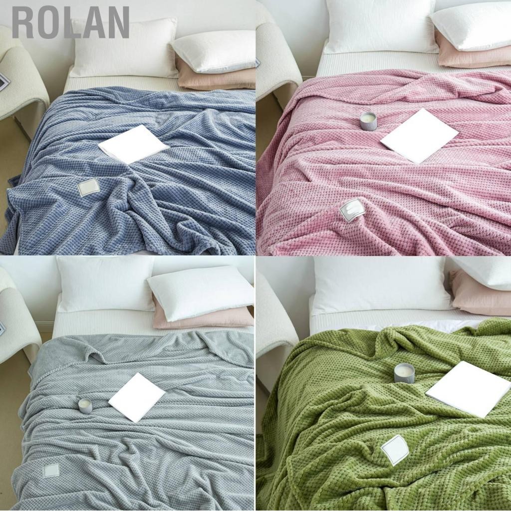 Rolan Cooling Blanket Milk Fleece Lattice Jacquard Summer Cold Single Nap for Sofa Bed Office