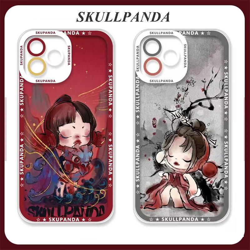 เคสโทรศัพท์มือถือแบบนิ่ม กันกระแทก ลายกะโหลกแพนด้า สไตล์โบราณ สําหรับ iPhone 11 12 13 14 15 Pro Max PLUS 12 13 Mini XR X XS Max 8 7 6 6S PLUS 5 5S