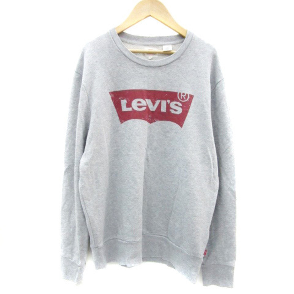 Levi's Sweatshirt Long Sleeve Print Oversized S Grey Direct from Japan Secondhand