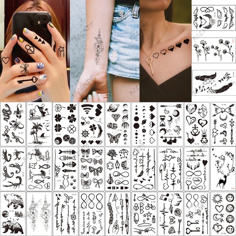 กันน้ําชั่วคราวtattooสติกเกอร์four Leaf CloverรูปหัวใจStarดอกไม้ปลอมTattoแฟลชTatoo Tatoสําหรับสาวผู้หญิงผู้ชาย