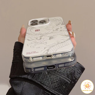 เคสโทรศัพท์มือถือลายมังกรจีนสุดเก๋ระดับไฮเอนด์ เคสสำหรับไอโฟน16 For iPhone11 12 13 14 15Pro MAX X XS XR XS 7 8Plus SE2