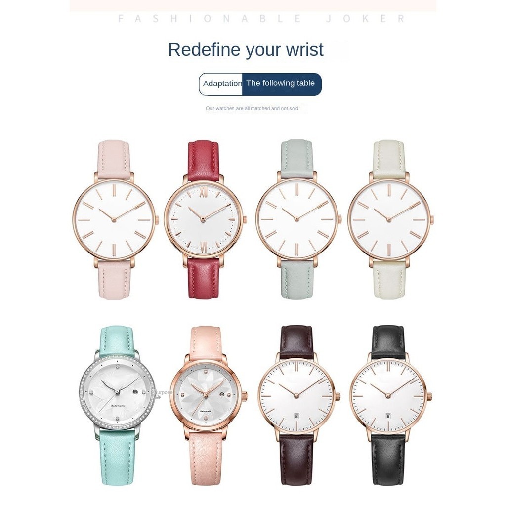 DW สายนาฬิกาข้อมือ สายหนังวัวแท้ ขนาด 12 มม. 14 มม. 16 มม. 18 มม. 20 มม. 22 มม. สําหรับผู้หญิง