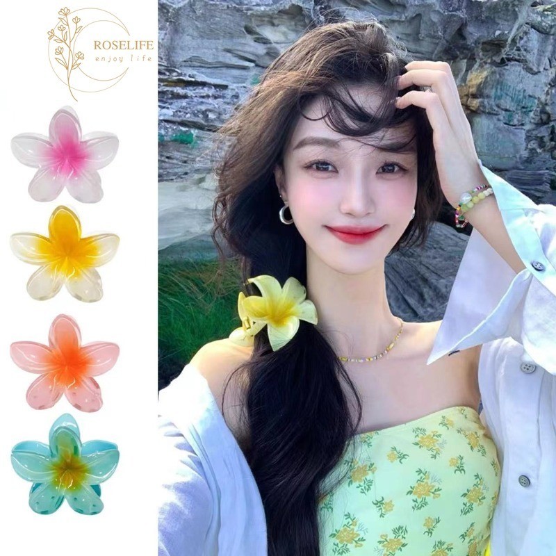 Roselife กิ๊บติดผมอะคริลิค ลายดอกไม้ สีสันสดใส หรูหรา เครื่องประดับ สําหรับผู้หญิง งานแต่งงาน ปาร์ตี้ ชายหาด วันหยุด แฟชั่น ประจําวัน