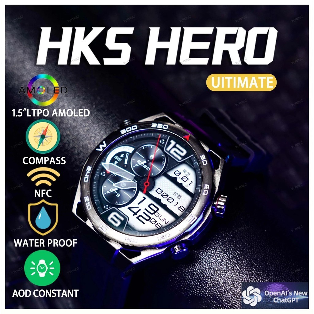 Hk5 HERO UItiMate AMOLED สมาร์ทวอทช์ เข็มทิศ NFC GPS ติดตาม 1.5 นิ้ว LTPO 2.5D AOD แอมพลิจูด กีฬา สมาร์ทวอทช์ สําหรับ HuaWei 2023