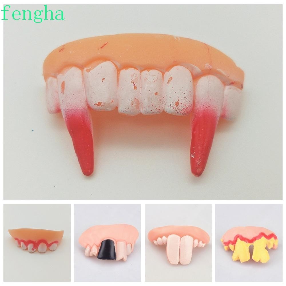 Fengha ฟันปลอม ฟันปลอม น่ากลัว 10 แบบ ของเล่นตลก ฟันปลอม ตกแต่งฮาโลวีน พร็อพ