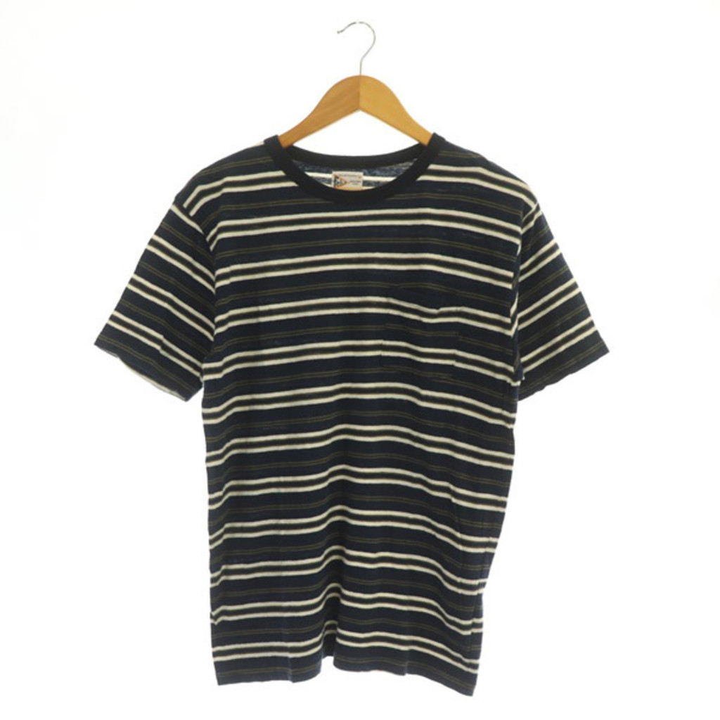 Felco Striped Tee Short Sleeve Crew Neck Cotton Chest Pocket Direct from Japan Secondhand