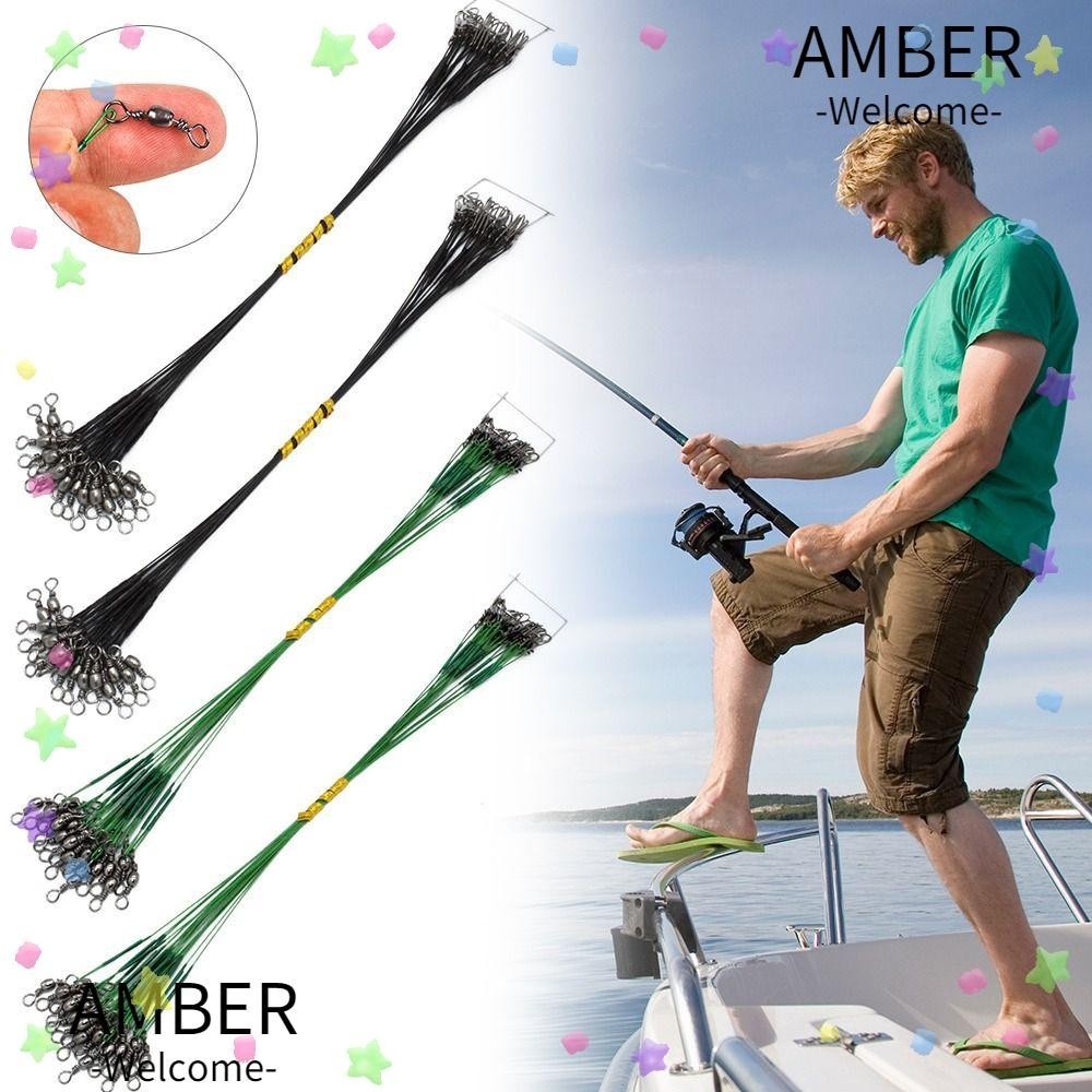 Amber อุปกรณ์เสริมลวดเหล็ก ป้องกันการกัด 30lb พร้อมสายเอ็นตกปลา 20 ชิ้น