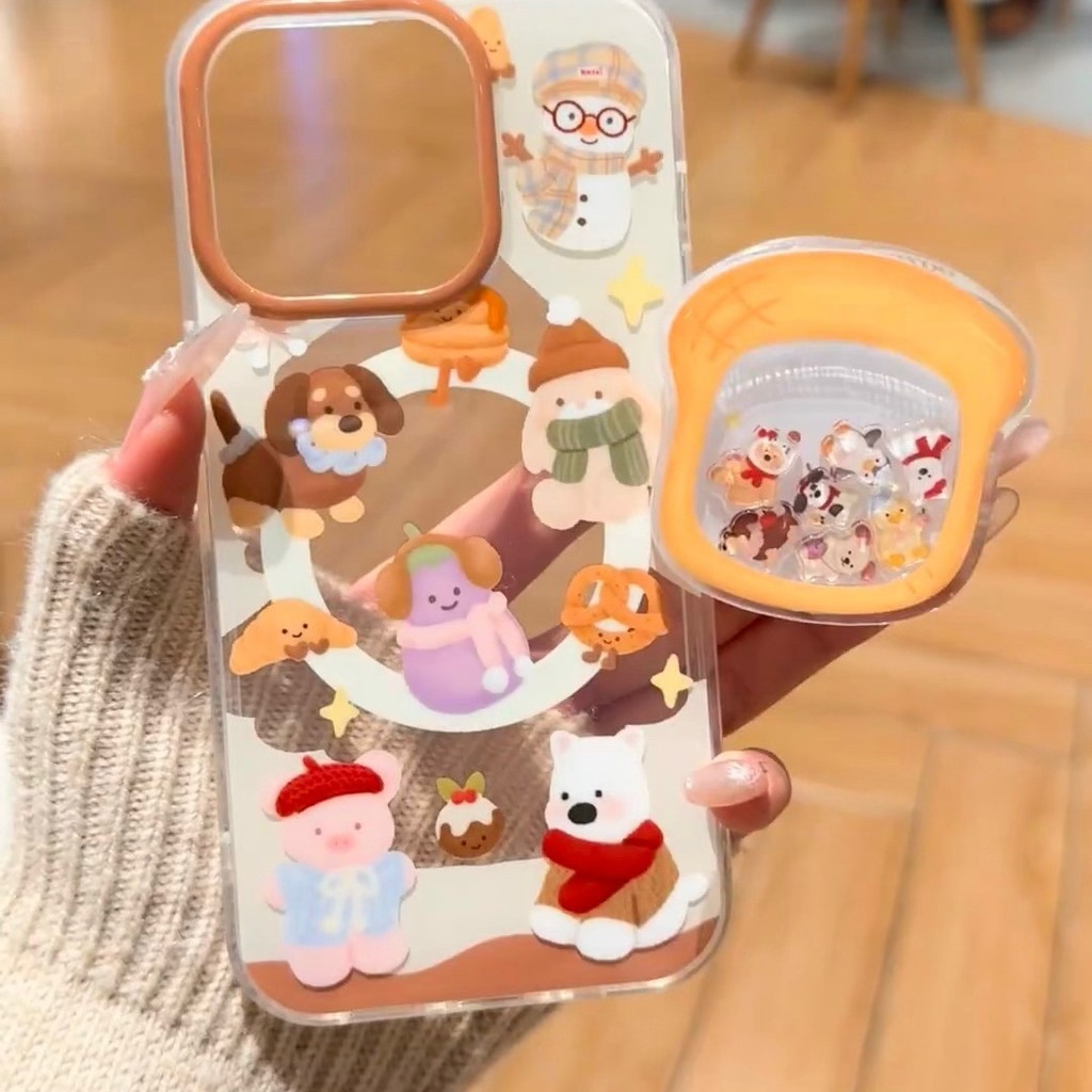 Shake การ์ตูนสัตว์วงเล็บแม่เหล็กเคสโทรศัพท์เหมาะสําหรับ iPhone16 15 14 13 11 12Promax 11Promax 12Pro