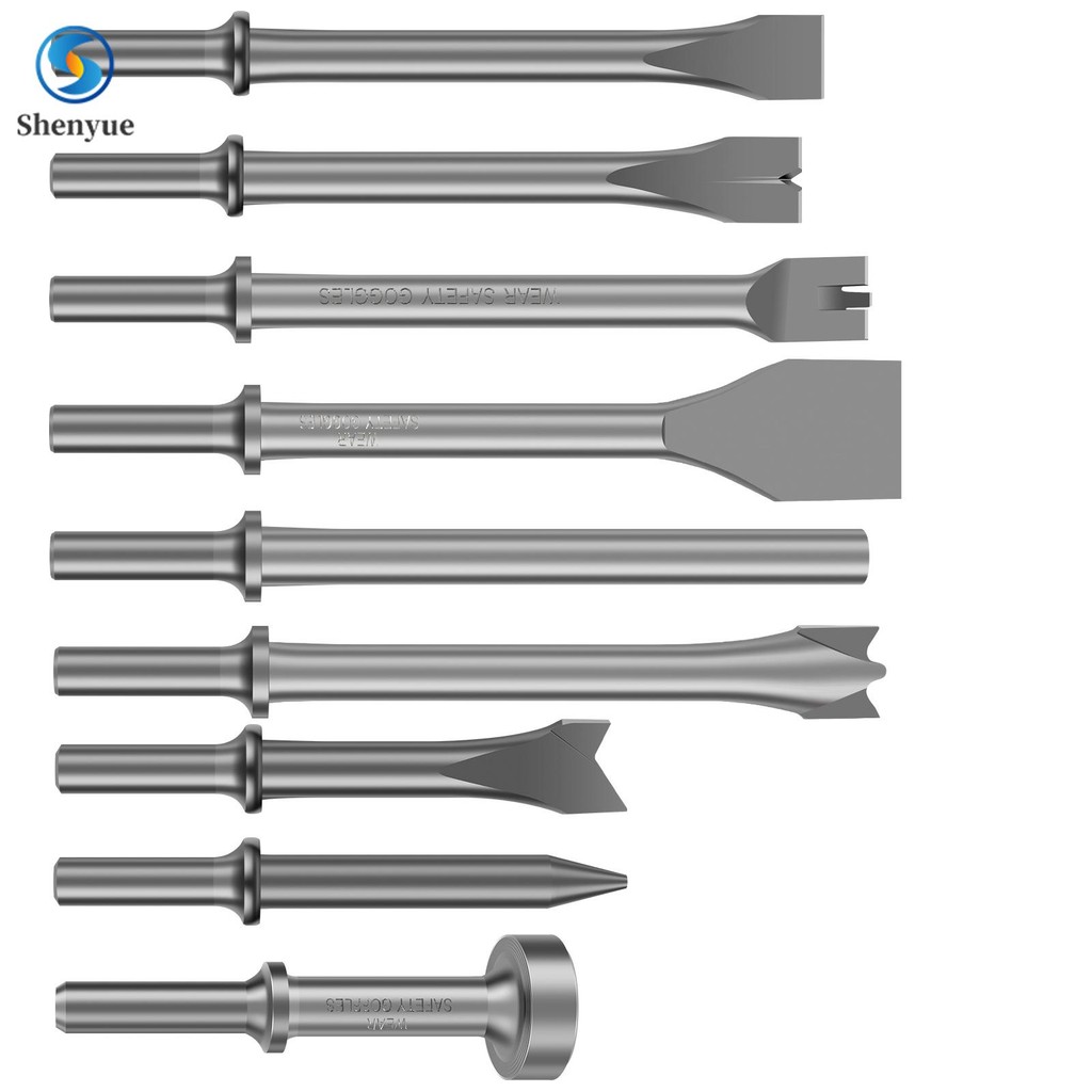 9 ชิ้น Pneumatic Chisel ชุดโลหะ Air Hammer Bits ชุด Air Chisel Bits สําหรับกระเบื้องก่ออิฐคอนกรีตหิน