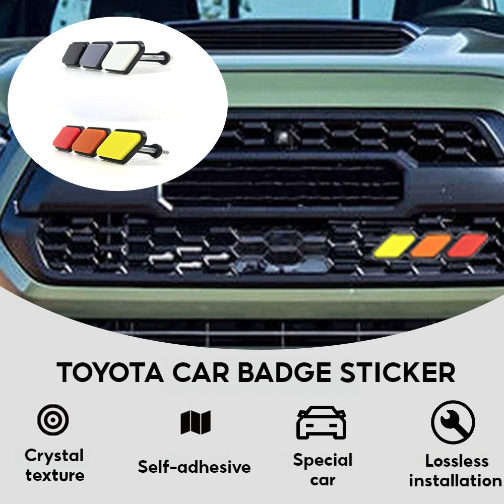 Toyota Tacoma Emblem Tri-color Grill 4Runner ฝากระโปรงหน้า Grill Badge Tundra Rav4 Highlander