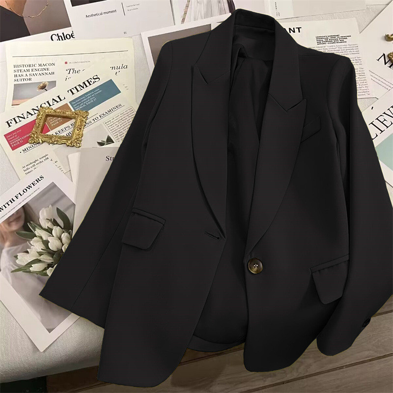 Spring and autumn suit coat women's 2025 autumn new style black temperament trend casual women's suit