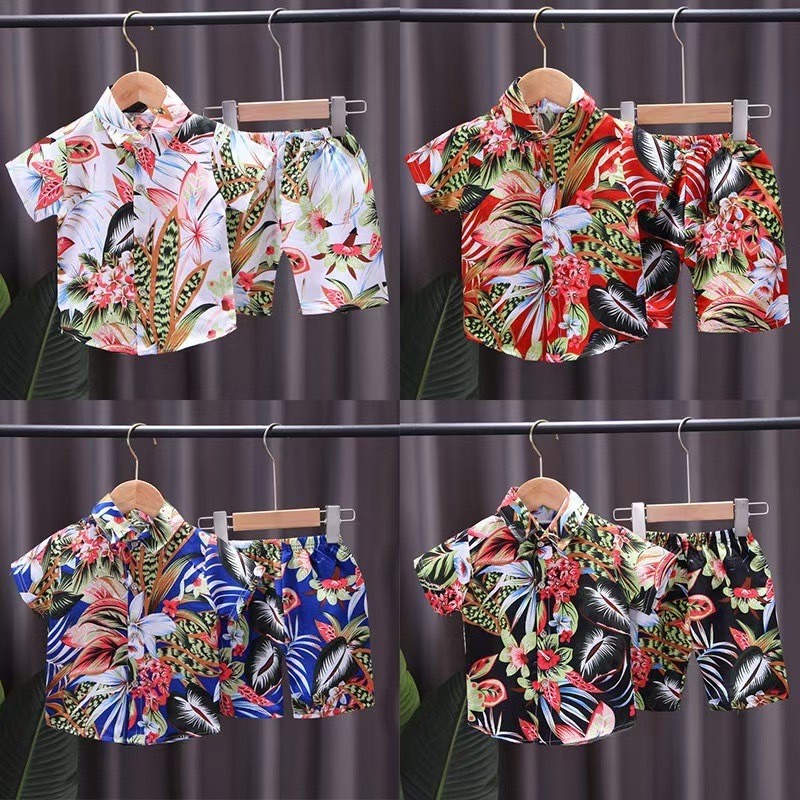 เสื้อผ้าเด็ก ชุดเด็กแฟชั่น set เสื้อ + กางเกง ชุดชายหาด ️ชุดฮาวาย ชุดสงกรานต์ เนื้อผ้าดี (8เดือน-5ปี)