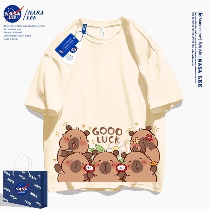 ผ้าฝ้าย 100% Kapibala Jun Kapibala เสื้อยืดแขนสั้นน่ารัก