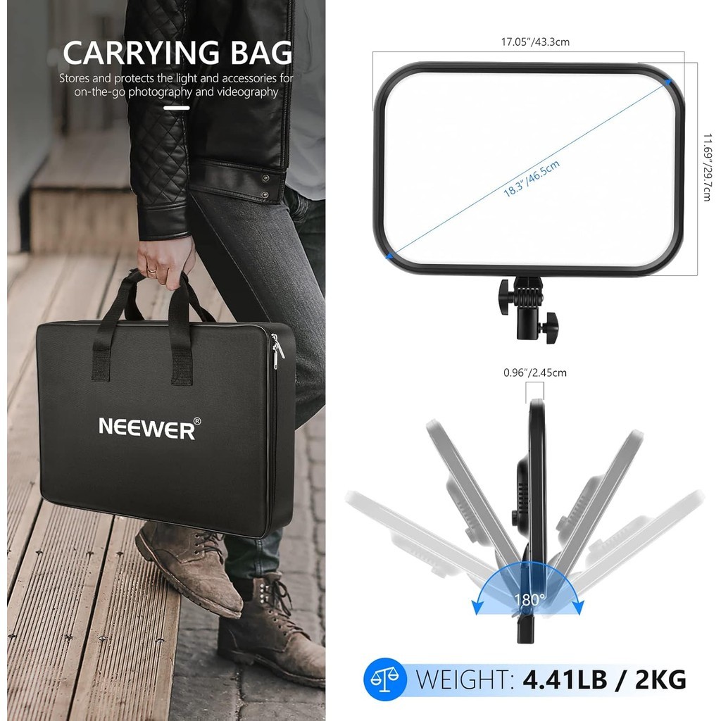 Neewer 60W 18.3 RGB LED Video แผงไฟอ่อนพร้อม APP ควบคุม 360°ครบสี