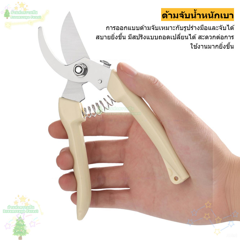 กรรไกรตัดกิ่งไม้ปากโค้งและปากตรง กรรไกรทำสวน กรรไกรแต่งกิ่ง แบบสเตนเลส ด้ามPEอย่างดี