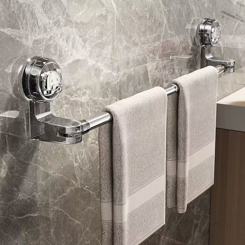 🍀Suction Cup Retractable Towel Rack Punch-Free Bathroom Storage Rack Bathroom Stainless Steel