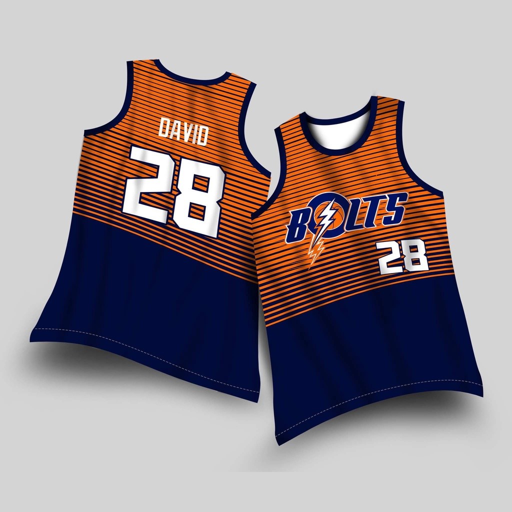 PBA Jersey-MERALCO BOLTS DAVID 28 เสื้อบาสเก็ตบอล Full Sublimation คุณภาพสูง Breathable รอบคอแขนกุด 