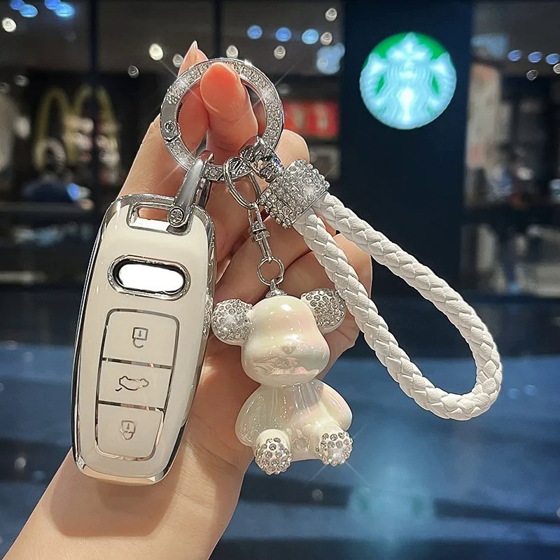 Plating TPU Car Key Case Cover Shell Protector For Audi A1 A3 8P A5 E-tron A6 C7 A7 A8 S3 S8 R8 Q2 Q