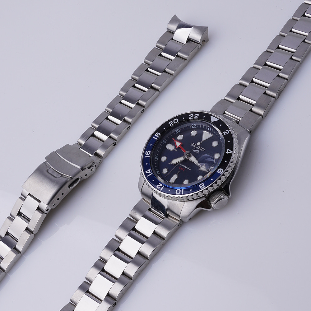 สําหรับ 22mm Seiko 5 กีฬา SSK001 SRPD 53 solid Oyster สร้อยข้อมือ WatchBand สาย solid โค้ง Endlink