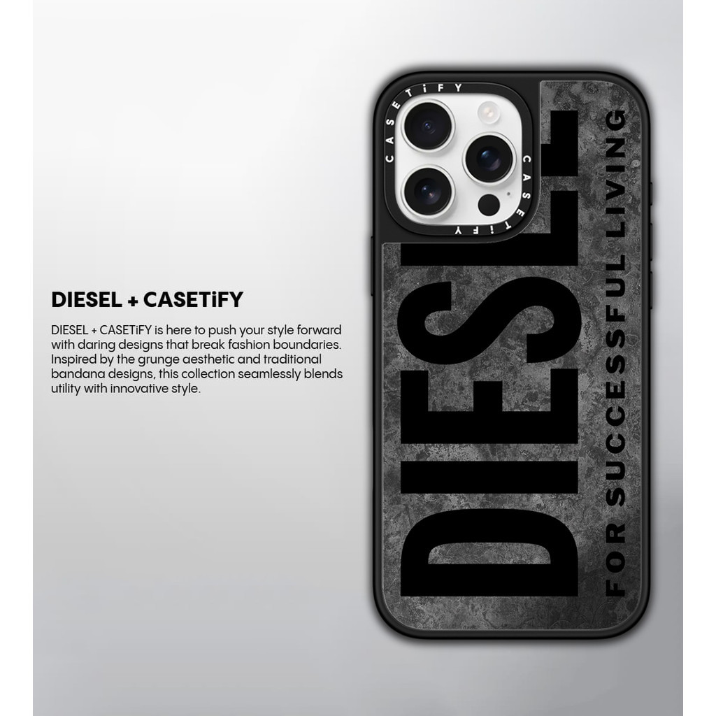 CASECASE X DIESEL เคส Biscotto สีดํา Oxidized กระจกดูดแม่เหล็ก เคส IPhone IPhone 16 15 14 13 12 Pro 