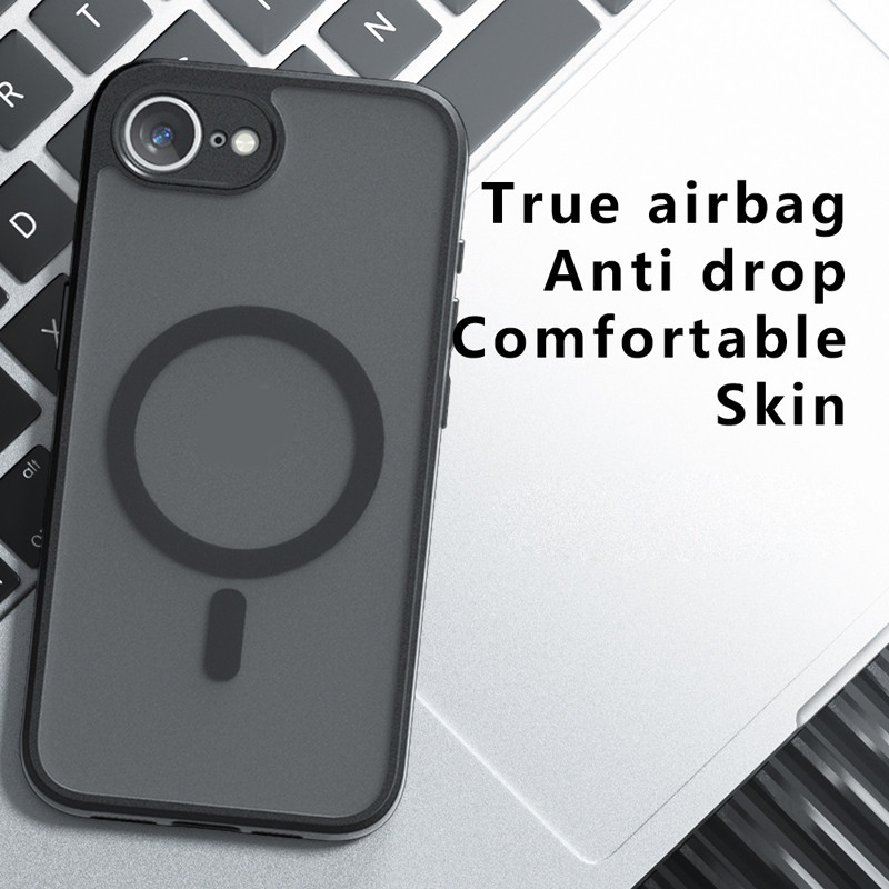 สําหรับ iPhone 16E / 17E กรณี ELVEV Anti-drop ถุงลมนิรภัย Hard PC + TPU สบายผิวดูดฝาครอบโทรศัพท์