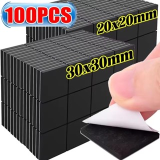 50/100 ชิ้นแผ่นแม่เหล็กสี่เหลี่ยม/กาวตนเองสติกเกอร์แม่เหล็กอ…