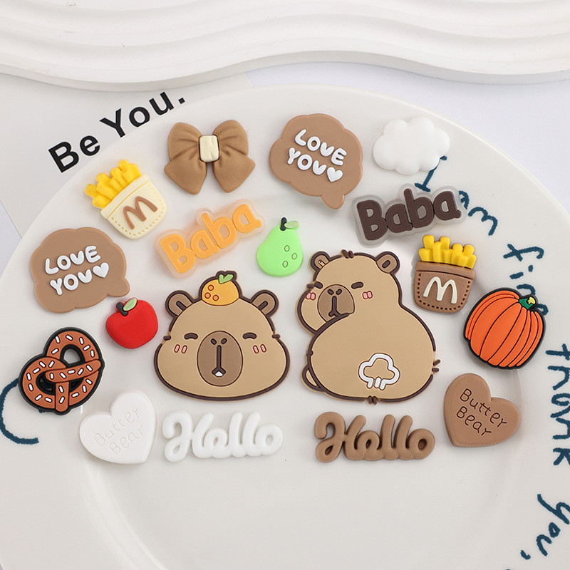 น่ารัก Capybara Jibits ออกแบบ Core designcs Charm ฟักทอง Jibitz ออกแบบ French Fries Jibbit สําหรับเด