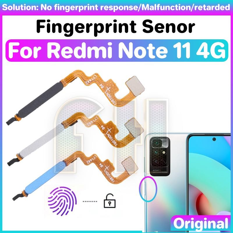 เซ็นเซอร์ลายนิ้วมือสําหรับ redmi note 11 4g touch id sensor home return key flex สายริบบิ้นปุ่ม power flex เปลี่ยนอะไหล่ซ่อม