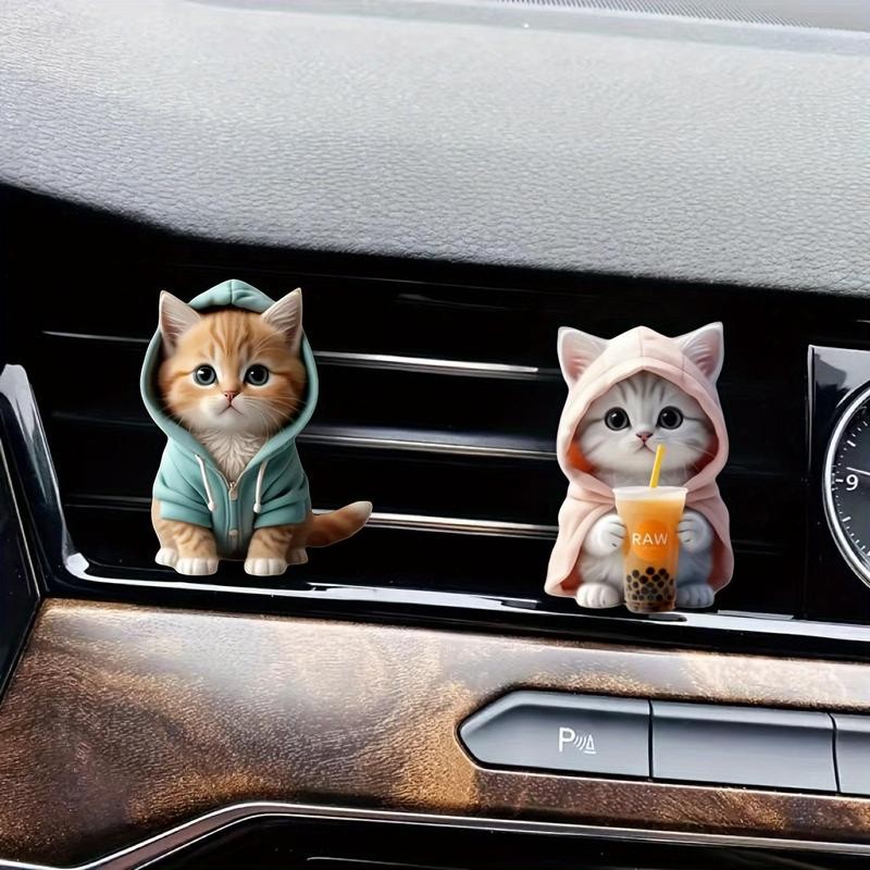 แมวน่ารักออกแบบคลิปน้ําหอมปรับอากาศในรถยนต์,ช่องระบายอากาศในรถยนต์อโรมาเทอราพีแท็บเล็ตตกแต่ง,อุปกรณ์ตกแต่งภายในรถยนต์สําหรับผู้หญิงแล