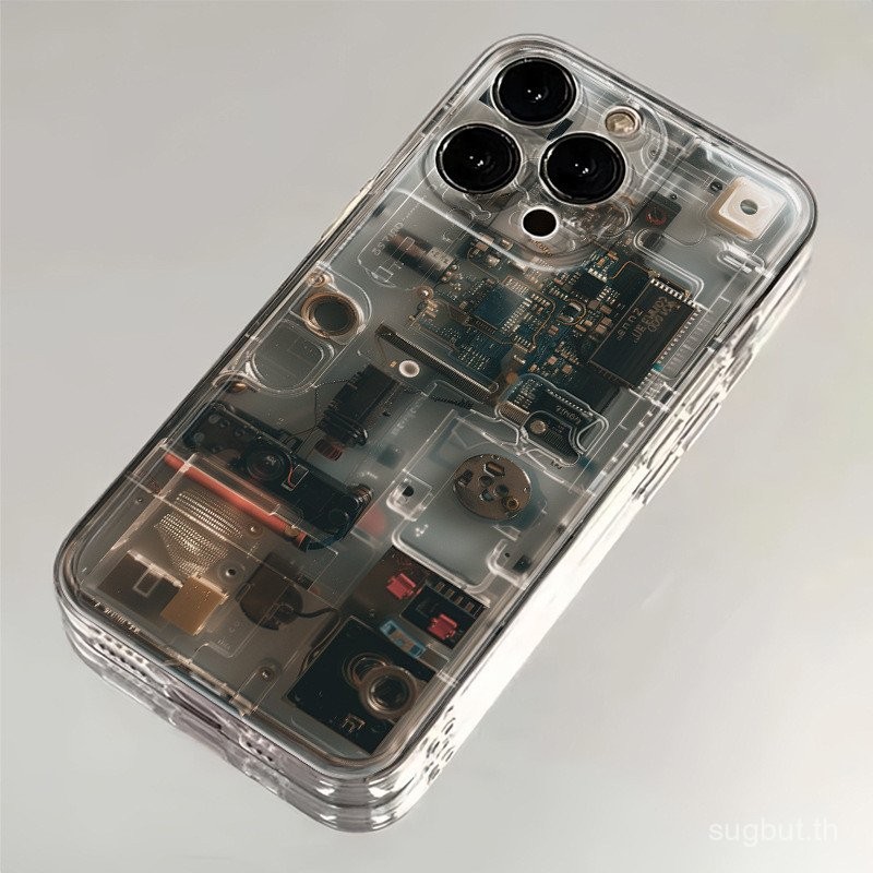 เคสโทรศัพท์ลายวงจรเท่ สำหรับ iPhone 11 12 13 14 15 16 Pro Max XS XR 11 Pro Max 12 Pro 13 Pro Max 14 Plus 16 Plus XS Max เคสโปร่งใส