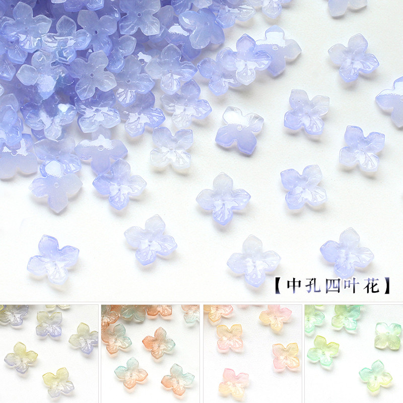 กลางหลุมสี่ใบดอกไม้สี่กลีบ diy สไตล์โบราณ Hanfu ปิ่นปิ่นหัวเครื่องประดับทำด้วยมือ