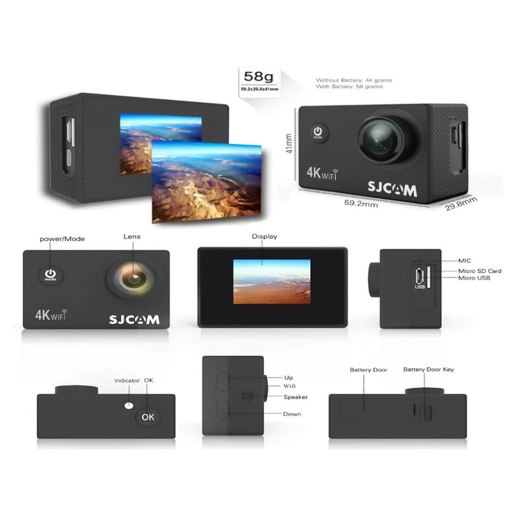 【SZ1】 SJCAM SJ4000 AIR wifi กล้องแอคชั่น(4K) กล้องติดหมวกกล้องแอคชั่นกันน้ำได้ลึกถึง 30 เมตร thumbnail 8