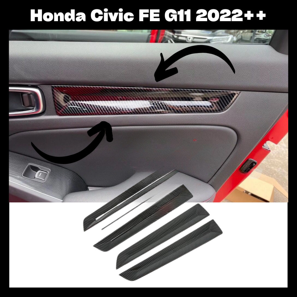 ฝาครอบแผงประตูด้านใน คาร์บอน สําหรับ Honda Civic FE 2022-2024 11th Civic FE 1.5E 1.5V 1.5RS
