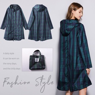 แฟชั่นคลาสสิกลายสก๊อตซิป+เข็มขัดผอมเสื้อกันฝนเกาหลีสไตล์ญี่ป…