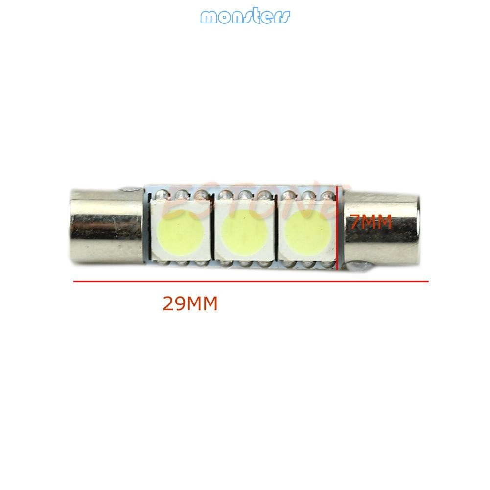 หลอดไฟตัดหมอก LED T6 5050 29 มม. 3-SMD สีขาว สําหรับรถยนต์