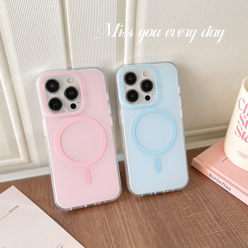 เคสโทรศัพท์มือถือ TPU แม่เหล็ก ป้องกันรอยขีดข่วน เรียบง่าย สีพื้น สําหรับ Iphone 13 14 15 Pro Max