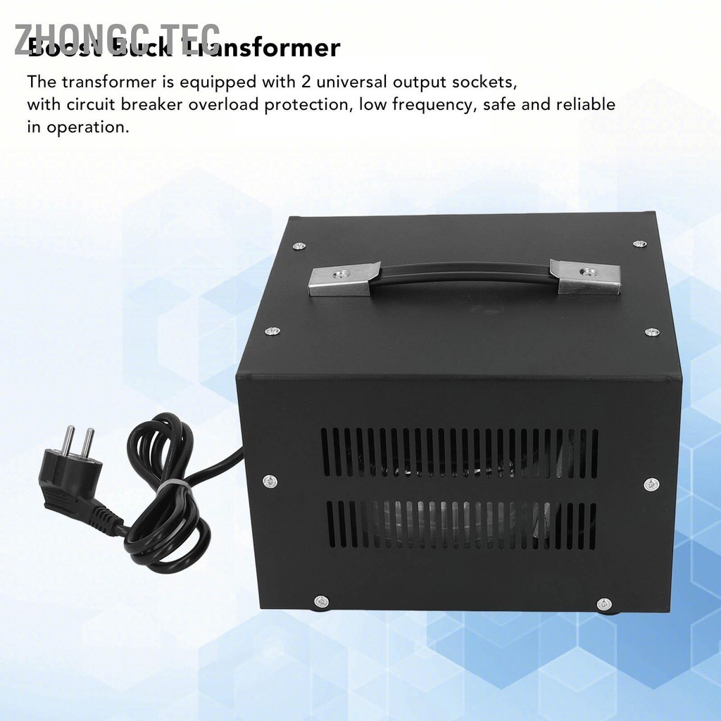 Zhongc Tec 2000W เฟสเดียว Power Transformer Boost Buck ตัวแปลงแรงดันไฟฟ้า AC EU Plug 110 220V