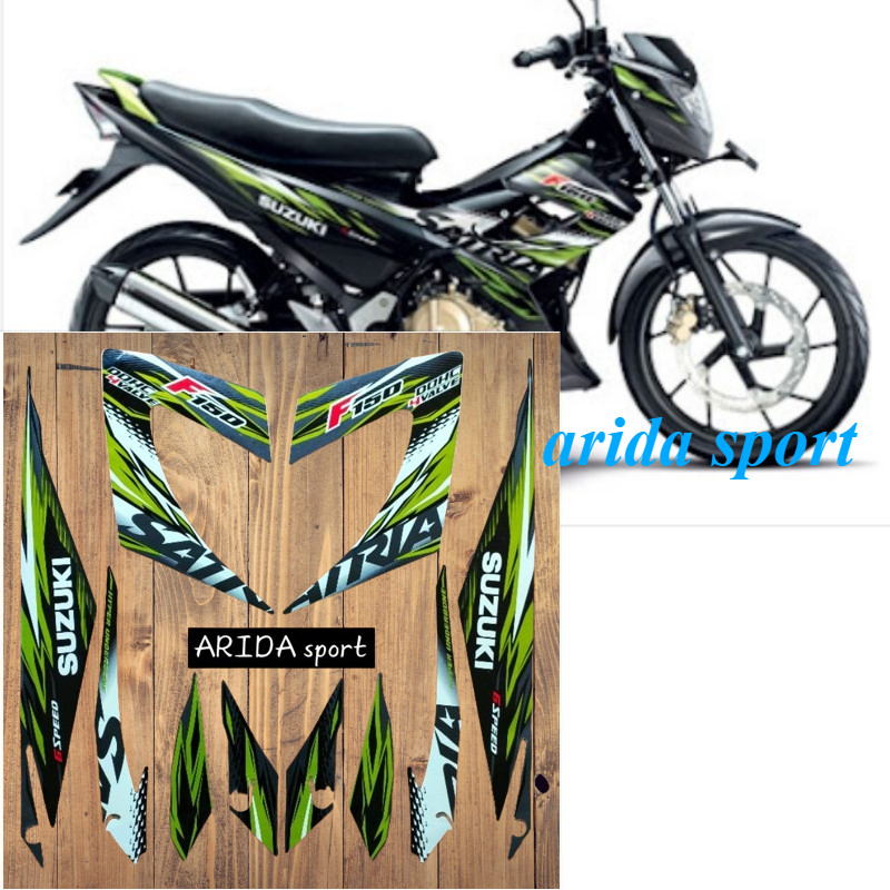 HIJAU Striping สติ๊กเกอร์ Suzuki Satria F150 fu f 150 fu สีดําสีเขียว trim 2013 motif ดั้งเดิม