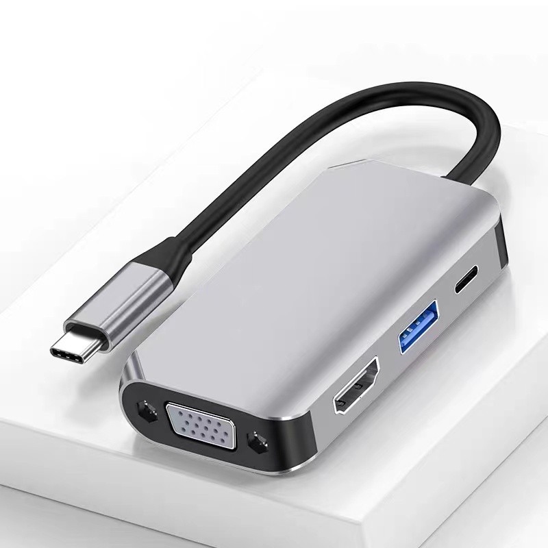 USB C Hub 4 in 1 Type C to HDMI/VGA/USB 3.0/PD 4K for MacBook Pro 2020, MacBook Air 2020, iPad Pro 2020, SAMSUNG S20+