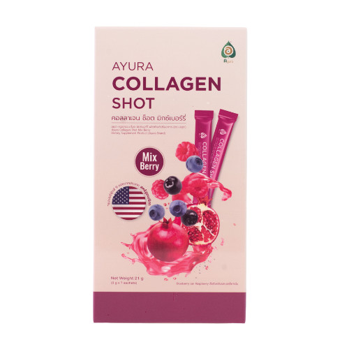 Ayura Collagen Shot Mix Berry อยุรา คอลลาเจนช็อต มิกซ์เบอร์รี่ 7 sachets (7 ซอง/กล่อง)