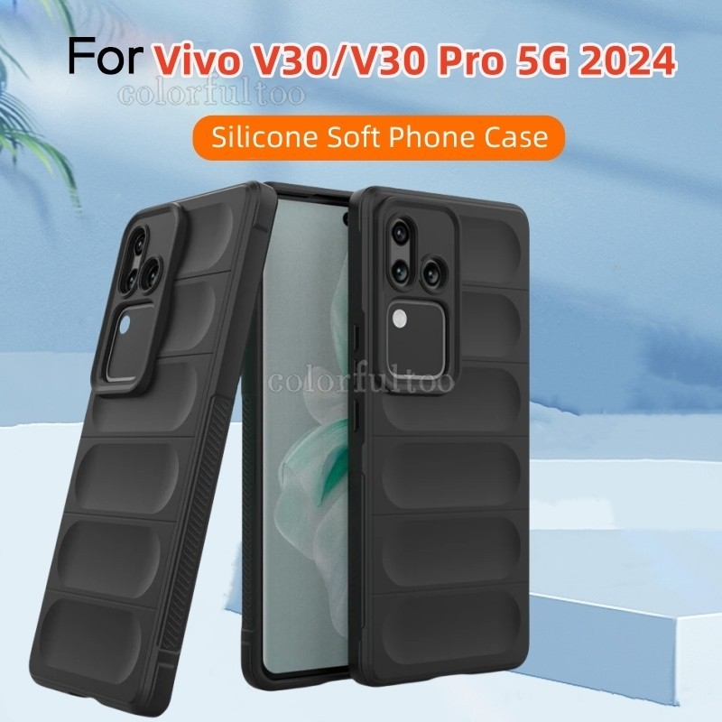 Vivov30e กันกระแทกเคสโทรศัพท์สําหรับ Vivo V40 V30 Pro V30e V40e V30Pro VivoV40 5G 2024 สแควร์ Liquid TPU ซิลิโคนปลอก Anti-fall กันชนนุ่มถุงลมนิรภัยกันกระแทกฝาหลัง Shell