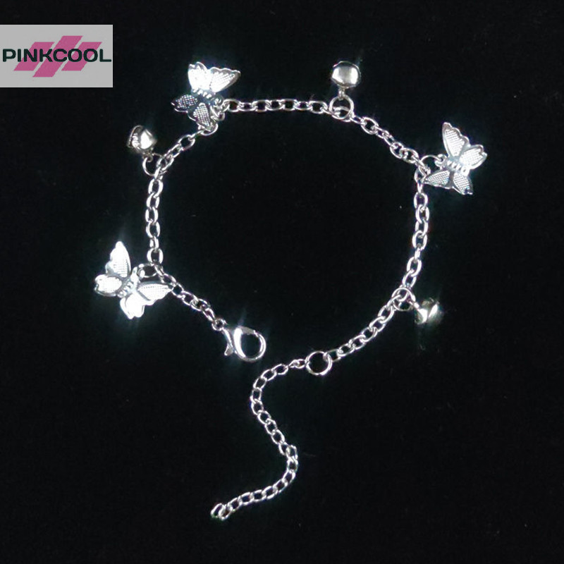 Pinkcool สร้อยข้อมือ กําไลข้อมือ จี้ผีเสื้อ กระดิ่ง น่ารัก ปรับได้ เครื่องประดับแฟชั่น สําหรับผู้หญิง ของขวัญ ปาร์ตี้ งานแต่งงาน