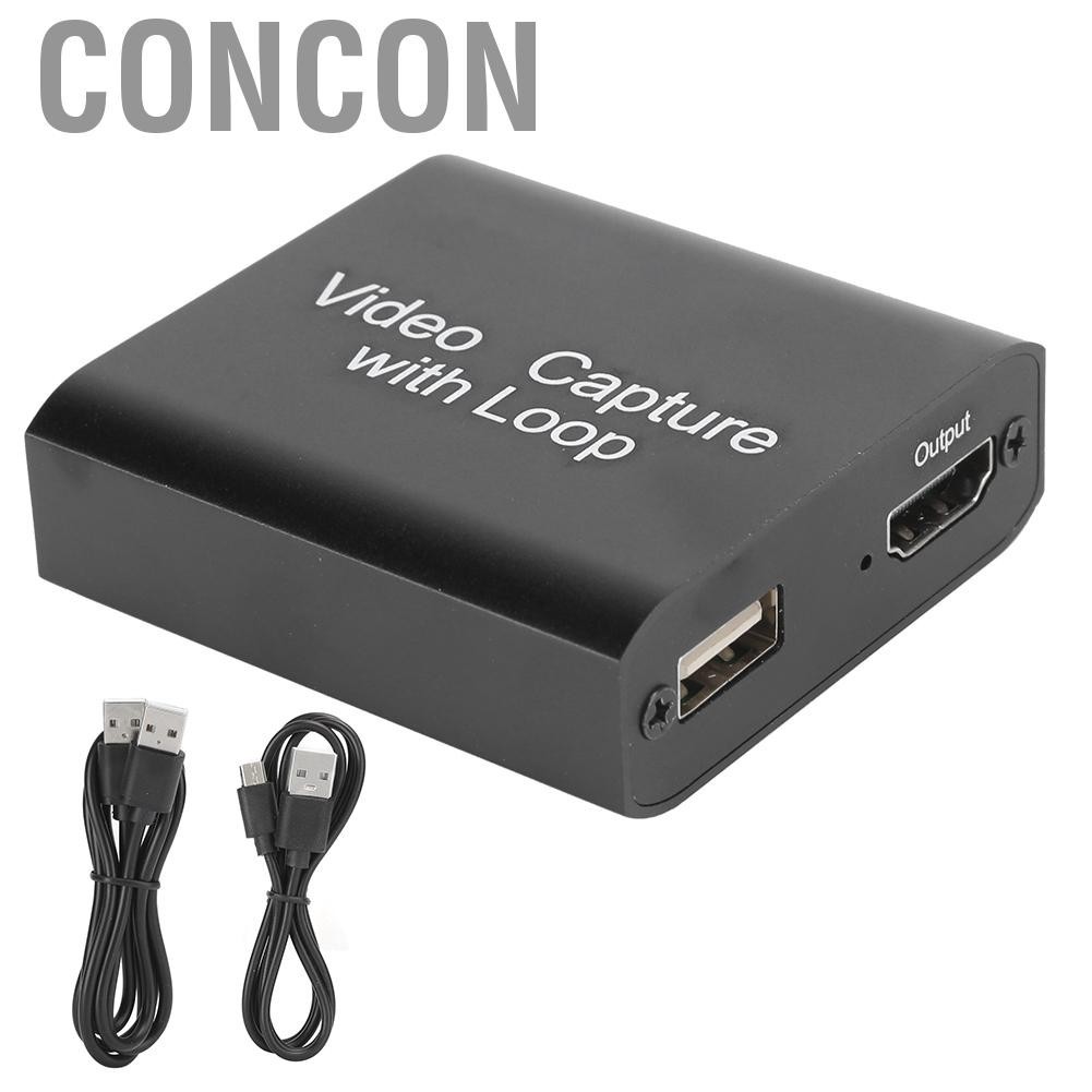 Concon Video Capture with Loop  External HD Aluminium Alloy USB to HDMI Card Portable Support for Windows